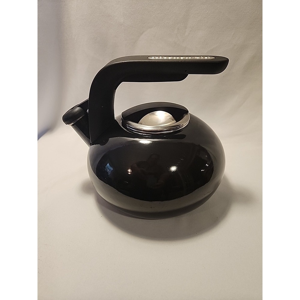 KitchenAid‎ Enamel Teapot Kettle Black Stovetop Whistling Handle 2 Quart Cozy